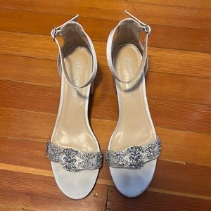 Betsey Johnson 9.5 crystal ivory bridal block heels.